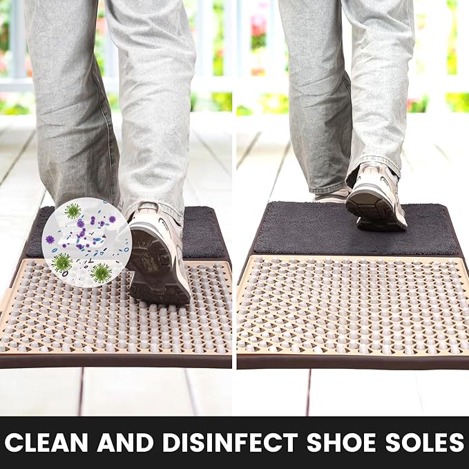 2 in 1 Entrance Disinfectant Shoe Mat, Shoe Sanitizing Mat，Shoe Soles Disinfectant Floor Mats，Cleaning Shoe Mat, Non-Slip Bottom Entrance Doormat Fits Indoor Outdoor 18’ x 33 ’inchess