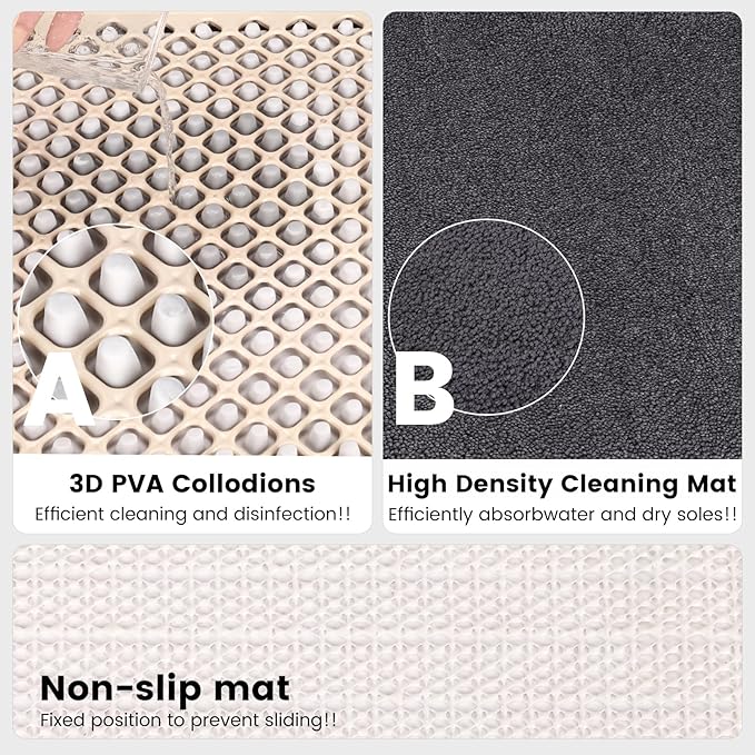 2 in 1 Entrance Disinfectant Shoe Mat, Shoe Sanitizing Mat，Shoe Soles Disinfectant Floor Mats，Cleaning Shoe Mat, Non-Slip Bottom Entrance Doormat Fits Indoor Outdoor 18’ x 33 ’inchess