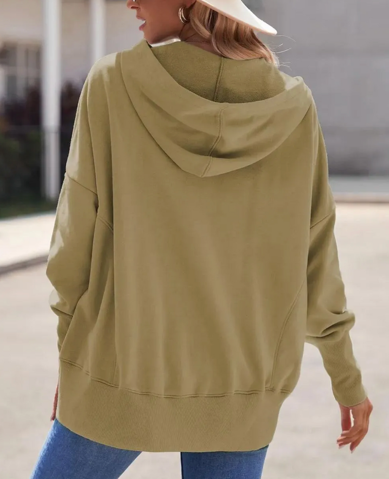 🔥 Women's Button V Neck Hoodie With Pockets