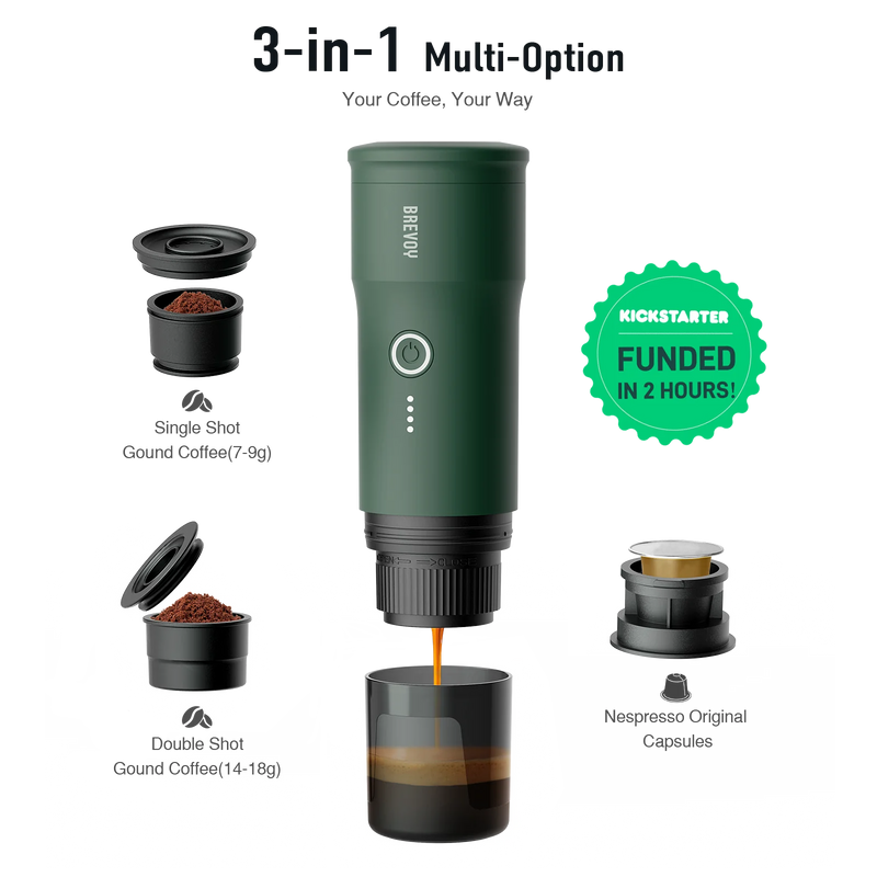 Portable Espresso Maker - Camping Green & More